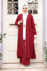 Kimono Burgundy Modest Three-Piece Set 76001BR - 2