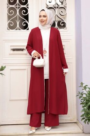 Kimono Burgundy Modest Three-Piece Set 76001BR - 3
