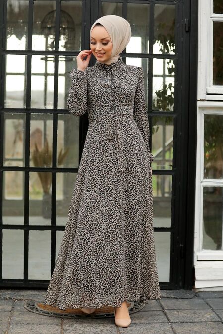 Leopard Hijab Dress 27904LP - NEVA STYLE