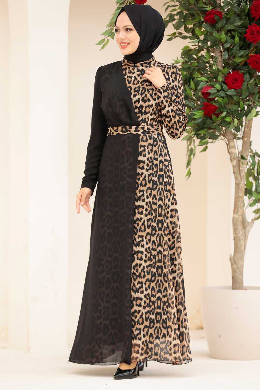 New Season Leopard Women's Long Muslim Dress Modest Fashion