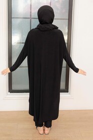 Leopard Patterned Black Hijab Tunic 40001S - 2