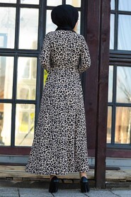 Leopard Patterned Hijab Dress 43092LP - 2