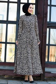 Leopard Patterned Hijab Dress 43092LP - 1