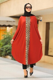 Leopard Patterned Terra Cotta Hijab Tunic 4846KRMT - 2