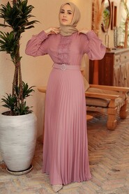 Light Dusty Rose Hijab Dress 30060AGK - 1