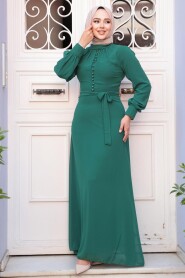 Light Green Hijab Dress 2703AY - 3
