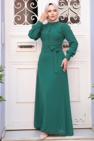 Light Green Hijab Dress 2703AY - 1