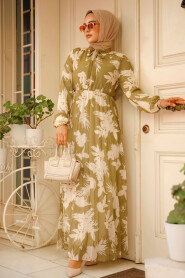 Light Khaki Modest Floral Long Dress 50359AHK - 2