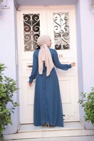 Light Navy Blue Hijab Dress 2703AL - 3