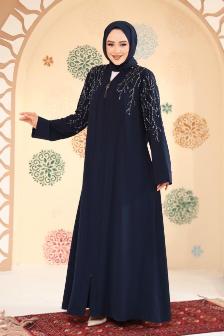 Light Navy Blue Modest Plus Size Abaya 29110AL - NEVA STYLE