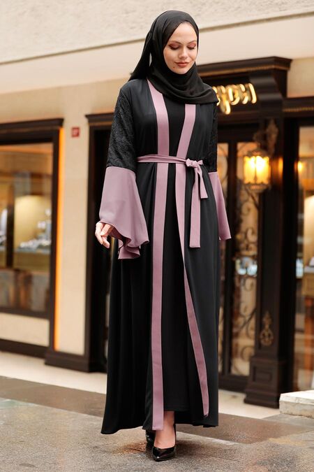 Light Salmon Pink Hijab Abaya 55510AGK - NEVA STYLE