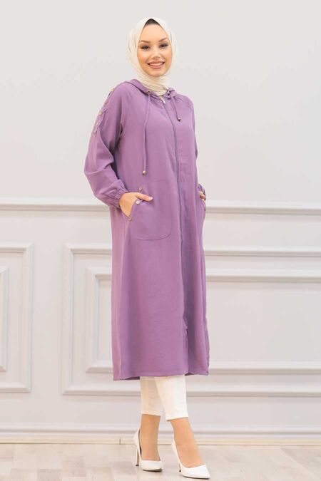 Lila Hijab Coat 14650LILA - NEVA STYLE
