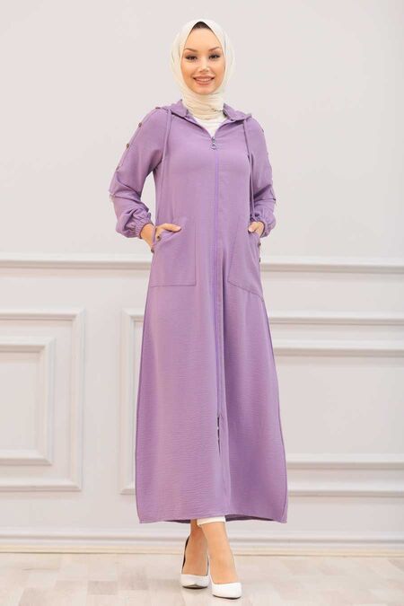 Lila Hijab Coat 3729LILA - NEVA STYLE