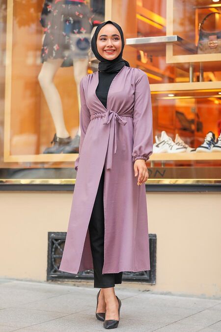 Lila Hijab Coat 37450LILA - NEVA STYLE