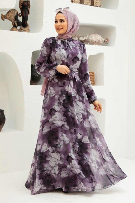 Lila Hijab Dress 279054LILA - NEVA STYLE