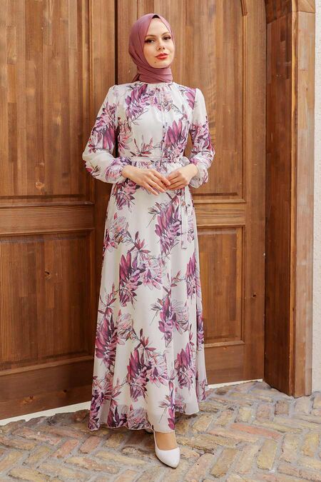 Lila Hijab Dress 279059LILA - NEVA STYLE