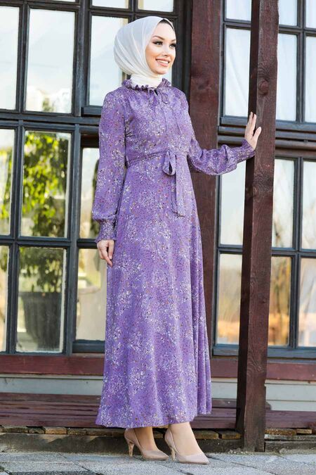 Lila Hijab Dress 27908LILA - NEVA STYLE