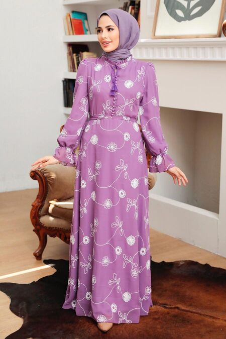 Lila Hijab Dress 32944LILA - NEVA STYLE