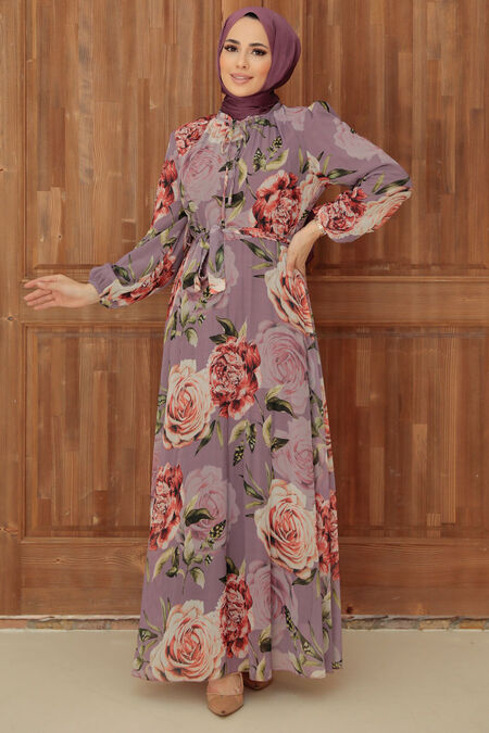 Lila Hijab Dress 7102LILA - NEVA STYLE