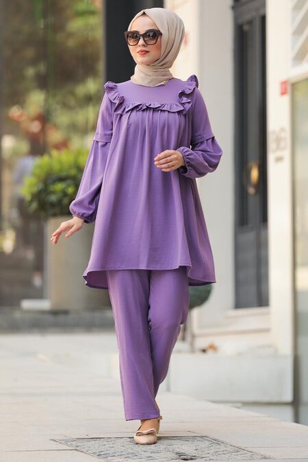 Lila Hijab Dual Suit Dress 10030LILA - NEVA STYLE