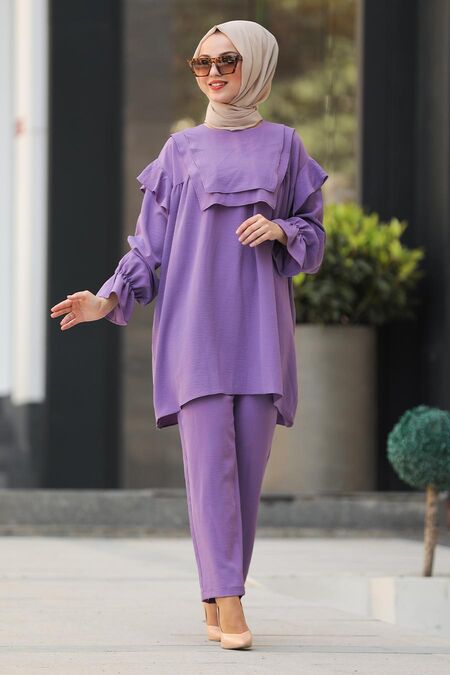 Lila Hijab Dual Suit Dress 10070LILA - NEVA STYLE