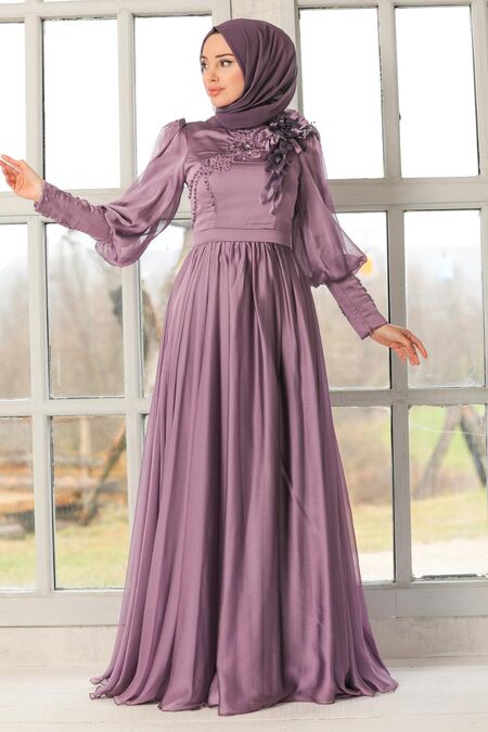 Lila Turkish Hijab Evening Gown 21960LILA