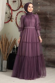 Lila Hijab Evening Dress 21750LILA - 1