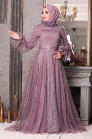 Lila Hijab Evening Dress 21820LILA - 1