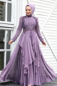  Luxury Lila Muslim Long Sleeve Dress 21850LILA - 2