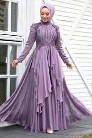  Luxury Lila Muslim Long Sleeve Dress 21850LILA - 3