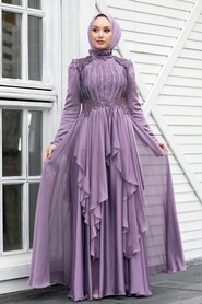  Luxury Lila Muslim Long Sleeve Dress 21850LILA - 1