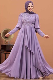  Modern Lila Islamic Bridesmaid Dress 21930LILA - 1