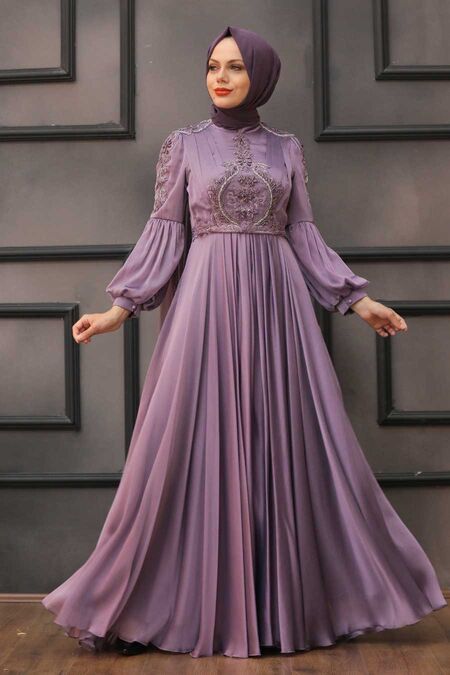  Elegant Lila Muslim Fashion Evening Dress 2212LILA - NEVA STYLE