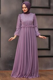 Lila Hijab Evening Dress 29210LILA - 2