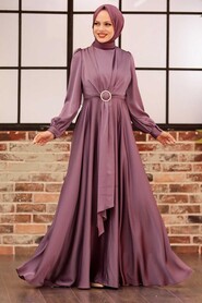  Long Sleeve Lila Hijab Evening Dress 3145LILA - 1