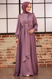  Long Sleeve Lila Hijab Evening Dress 3145LILA - 3