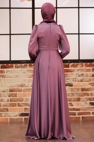  Long Sleeve Lila Hijab Evening Dress 3145LILA - 4