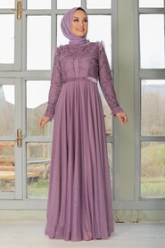 Lila Hijab Evening Dress 32670LILA - 3