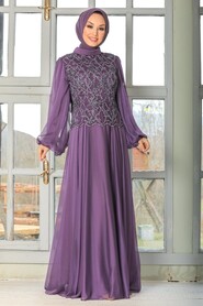 Lila Hijab Evening Dress 3322LILA - 2