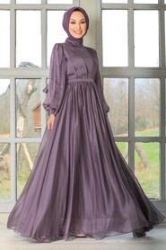 Lila Hijab Evening Dress 33232LILA - 1