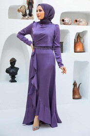 Modern Lila Muslim Evening Gown3381LILA - 1