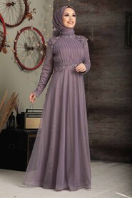 Lila Hijab Evening Dress 3485LILA - 1