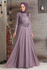 Lila Hijab Evening Dress 3494LILA - 1