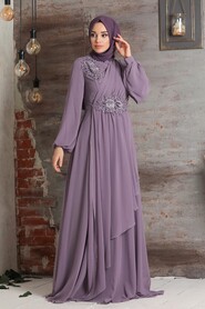 Lila Hijab Evening Dress 3499LILA - 1