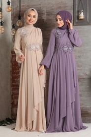 Lila Hijab Evening Dress 3499LILA - 2
