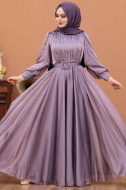  Elegant Lila Islamic Long Sleeve Maxi Dress 40221LILA - 2