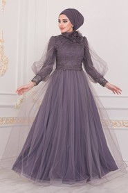 Lila Hijab Evening Dress 40403KLILA - 1