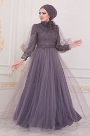 Lila Hijab Evening Dress 40403KLILA - 2