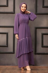 Lila Hijab Evening Dress 40602LILA - 1