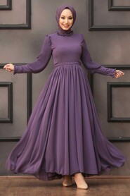 Lila Hijab Evening Dress 40720LILA - 2